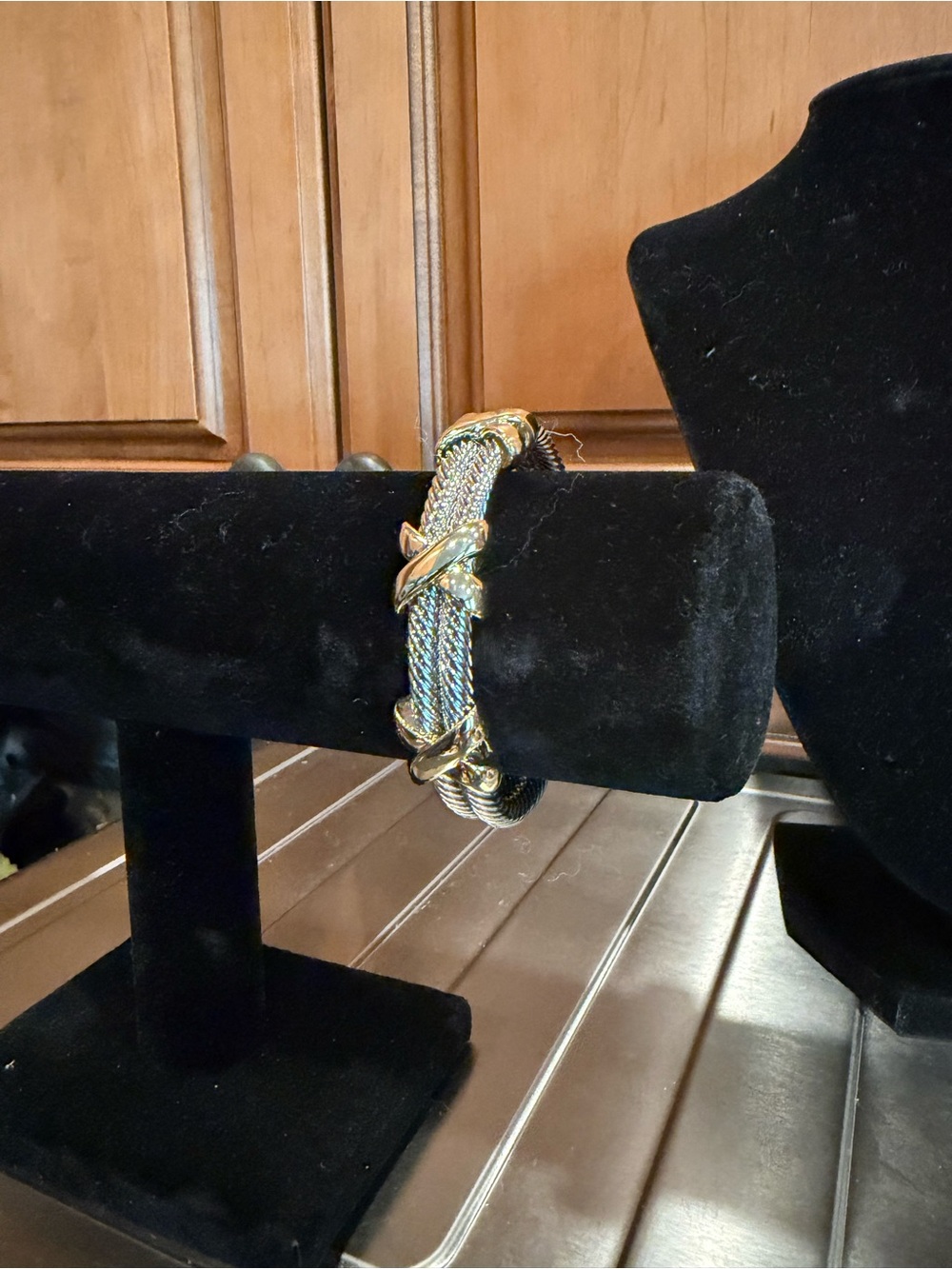 Twisted Cable Bracelet with 18k Gold Accent